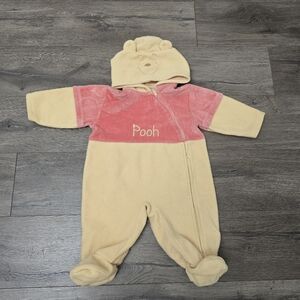 VTG Winnie The Pooh Infant Sleep/Costume Full Zipper Front Pooh Hood